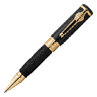 This Great Characters Muhammad Ali Ballpoint Pen by Montblanc has the Montblanc brand name engraved onto a gold ring at the top. 