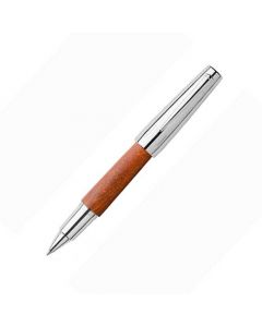 The Faber-Castell, E-Motion, Pearwood Light Rollerball Pen features a stunning smooth wood barrel trimmed with polished steel.