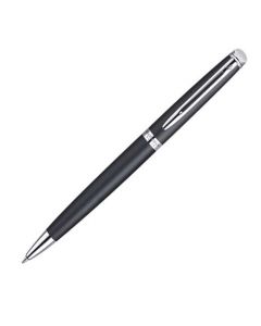 Waterman, Hemisphere, Matt Black & Chrome Trim Ball Pen. Featuring a Medium Nib. Signature engraving and twist mechanism on high polished chrome fittings. Perfectly smooth hold and design for everyday use.