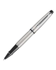 Waterman, Expert, Stainless Steel with Chrome Trim Rollerball. Smooth glide technology cartridge with fineliner tip is included.
