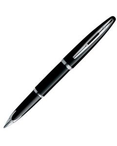 The Carene Black Lacquer & Chrome Plated Fountain Pen by Waterman. Featuring authentic brand signature engravings and embossed with the brand logo.