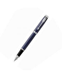 Parker, IM, Brass Body with Matte Blue Lacquer Fountain Pen, with M size nib. 