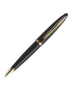 Waterman, Carene, Black Lacquer with Gold Trim Ball Pen features medium nib, ideal for everyday use with interchangeable cartridges.