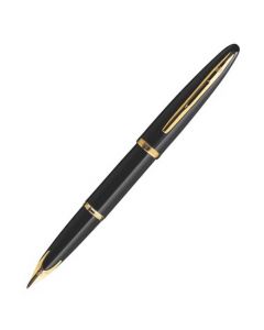 Waterman, Carene, Black Lacquer & 23k Gold Plated Trim Fountain Pen with medium with 18K solid gold nib.