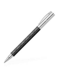 Faber-Castel, Ambition, Rhombus, Guilloche Engraved Black Precious Resin with Stainless Steel High Shine Finish, Rollerball Pen