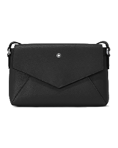 This Montblanc Sartorial Double Bag in Black Saffiano Leather has the snowcap emblem on the front flap closure.
