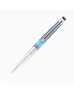 This Défi Millenium 24hr du Mans Ballpoint Pen Blue Orange by S.T.Dupont is made with lacquer and polished chrome. 