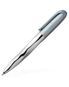 Faber-Castell, Nice Pen, Metallic Blue with Stainless Steel Twisted Barrel Ballpoint Pen. A Twist Mechanism, Secure Storage Clip & Brand Signature Engraving.
