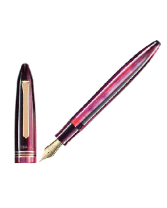 This Bononia Zany Brown Fountain Pen 18k Gold Trim is by TIBALDI and has a mix of brown, pink and burgundy on the cap and barrel.