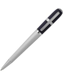 This Chrome & Navy Contour Ballpoint Pen has been crafted out of Hugo Boss.