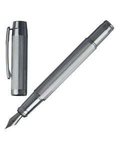 A Full view of the Hugo Boss Bold chrome fountain pen with cap removed.