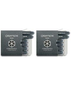 These are the Caran d'Ache Cosmic Black Chromatics Ink Cartridges. You will receive 2 x 6 packs. 