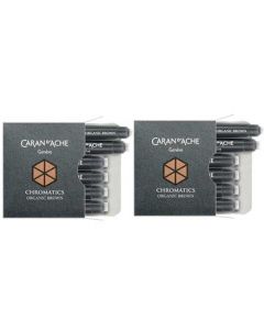 Full view of the Organic Brown small ink cartridge 6 pack suitable for all Caran d'Ache fountain pens.