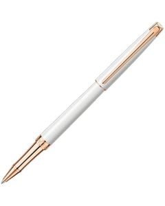 This is the Caran d'Ache Léman Slim White & Rose Gold Rollerball Pen.