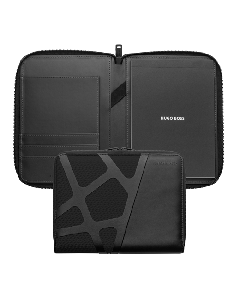 Hugo Boss' Craft A5 Black PU Leather Conference Folder with internal card slots and slip pocket. 