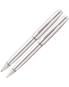 This Coventry Chrome Ballpoint Pen & Pencil Set was designed by Cross. 