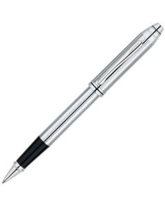 Front view of the Townsend Lustrous Chrome rollerball pen from Cross.