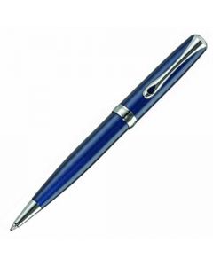 The Diplomat,  Excellence, Midnight Blue Lacquer and Chrome Ballpoint Pen uses a twist release mechanism to reveal and exchange the cartridge. Contrasting silver-toned trim sets off the classic aesthetic of this stunning ballpoint. 
