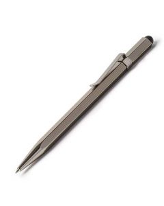 This gun metal grey ballpoint pen is by lexon.