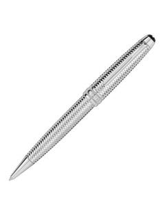 Platinum-coated ballpoint pen with engraved Montblanc name around the twist mechanism. 