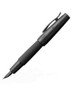 Faber-Castell, E-Motion, Pure, Black Aluminium & Matte Black Chrome Fountain Pen. Alternative nibs are available in B, EF, F & M sizes.