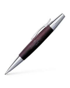 The Faber-Castell, E-motion, Dark Pearwood Mechanical Pencil uses a twist charge mechanism, fitted with a spring-loaded storage clip and features the Faber-Castell name along the smooth wooden barrel. 