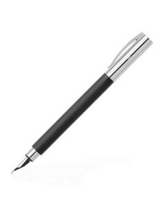 Faber-Castell, Ambition, Precious Resin in Brushed Matte Black & Chrome Plated Design Fountain Pen with Nib Sized Medium. 