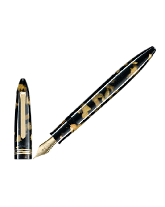 TIBALDI's Bononia Black and Gold Fountain Pen 18k Gold Trim with engraved brand name on the nib. 