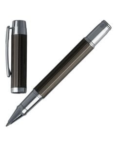 A full view of the Hugo Boss Bold Dark Chrome-Plated  rollerball pen.