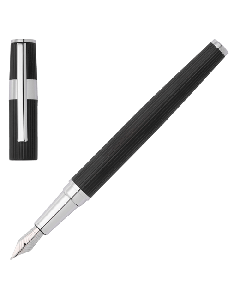 This Hugo boss Gear Pinstripe Black & Chrome Fountain Pen comes in a branded gift box. 