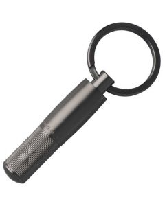 The Hugo Boss, Pure Tire Matte Brass Dark Chrome Key-Ring with  large loop and intricate engraved detail.