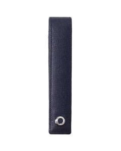 The Hugo Boss, Tradition, Blue Soft Grain Leather Pen Pouch with Single Capacity features a brand engraved chrome pin and magnetised seal.