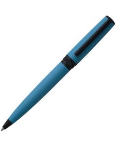 The Hugo Boss, Gear, Matrix Teal Lacquer Ballpoint Pen uses a twist release mechanism to reveal the smooth glide cartridge inside.