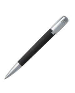 The Hugo Boss Pure ballpoint pen in black features a guilloche pattern in its design.