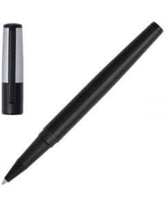 This Gear Minimal Black & Chrome Rollerball Pen has been designed by Hugo Boss.