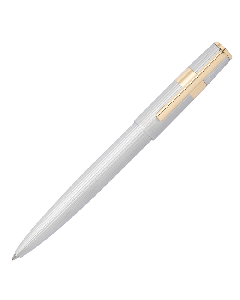 A Gear Pinstripe Matte Silver & Polished Gold Ballpoint Pen by Hugo Boss