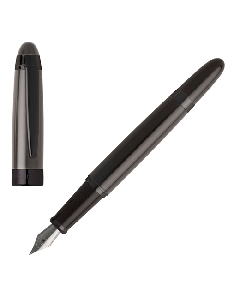 This Hugo Boss Icon Fountain Pen Grey & Gunmetal is made with brass and a polished silver nib.