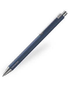 This Indigo Econ Ballpoint Pen Special Edition by LAMY has polished chrome accents that contrast well with the matte indigo barrel.
