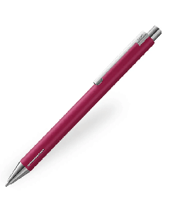 LAMY's Econ Ballpoint Pen Special Edition Raspberry Pink has a matte barrel that contrasts the shiny chrome trims. 