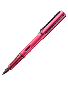 LAMY's AL-Star Fiery Fountain Pen Special Edition is made out of aluminum with a steel nib that is medium-sized.