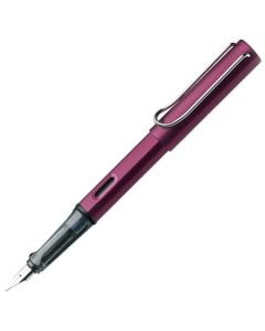 The LAMY dark purple fountain pen in the AL-Star collection has a comfortable transparent cone and grip.