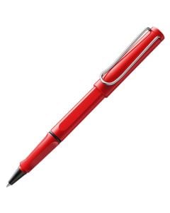 The LAMY red rollerball pen in the Safari collection.