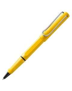 The LAMY yellow rollerball pen in the Safari collection has a recessed ergonomic grip.