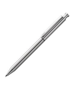 The LAMY matt stainless steel twin pen in the ST collection has a sprung, steel ring clip.