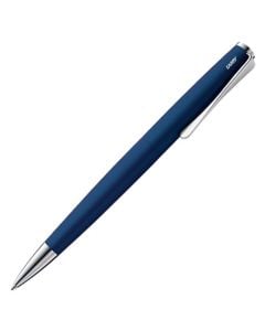 The LAMY Studio blue lacquered ballpoint pen has polished steel attachments.