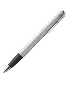 The LAMY brushed steel rollerball pen in the Studio collection has a flexible propeller shaped clip.