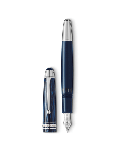 This Montblanc Meisterstück LeGrand Blue Fountain Pen, The Origin Collection is made out of dark blue lacquer with silver trims.