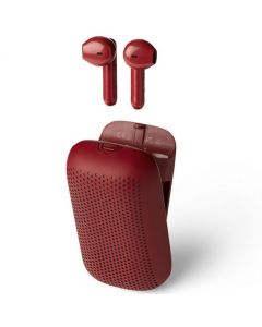 Lexon Red 2-in-1 Wireless Speakerbuds.