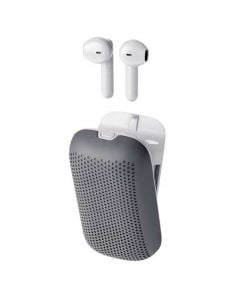 Grey 2-in-1 Wireless Speakerbuds designed by Lexon.