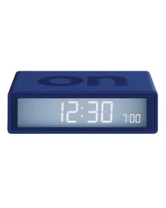 This is the Dark Blue Flip+ Travel Alarm Clock designed by Lexon. 